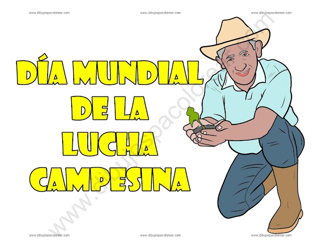 Día Mundial de la Lucha Campesina dibujo a color y para colorear